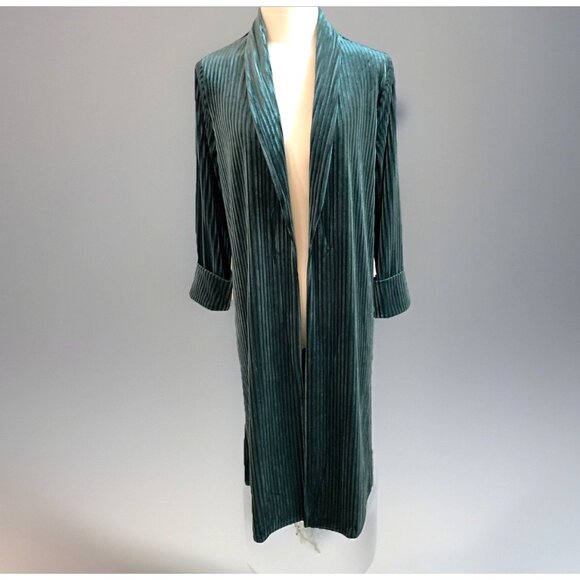 Ember Burnout Velvet Duster Cardigan Women’s M Dark Green Open Front Whimsigoth - Picture 1 of 10